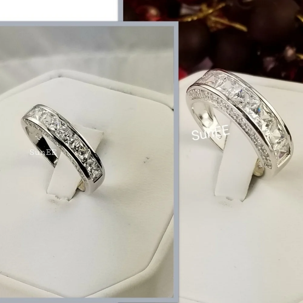 NEW REAL 925 HIS HERS WEDDING BAND RING SET